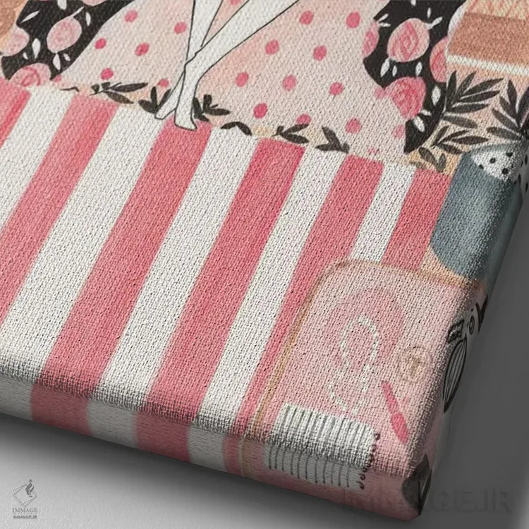 تابلو دکوراتیو دختر در اتاق خواب اثر کریتینگ تارین - نمای نزدیک بافت بوم