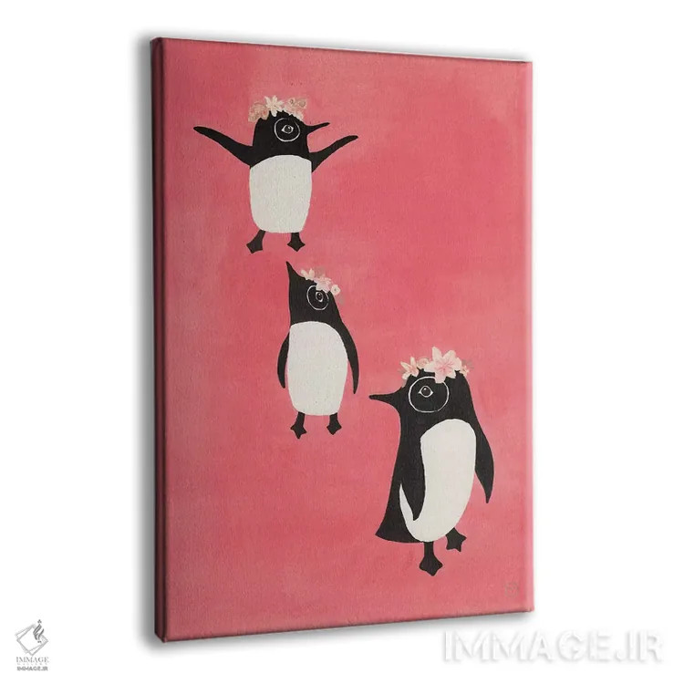 تابلو دکوراتیو سه پنگوئن اثر کریتینگ تارین - نمای پرسپکتیو محصول