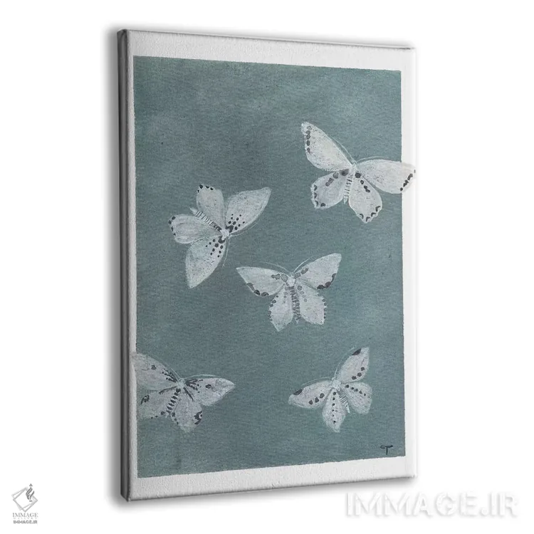 تابلو مینیمال پروانه های نیمه شب اثر کریتینگ تارین - نمای پرسپکتیو محصول