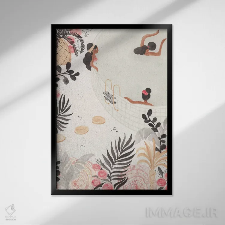 تابلو دکوراتیو استخر قدیمی اثر کریتینگ تارین - نمای قابدار مشکی