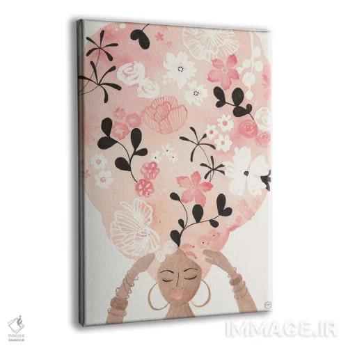 تابلو دکوراتیو موی گل صورتی اثر کریتینگ تارین - نمای پرسپکتیو محصول