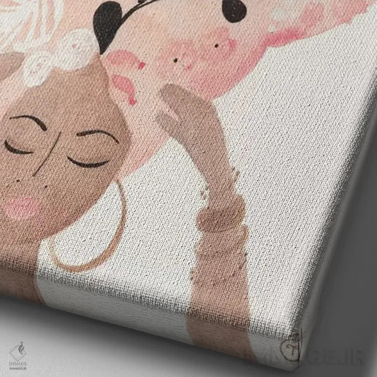 تابلو دکوراتیو موی گل صورتی اثر کریتینگ تارین - نمای نزدیک بافت بوم