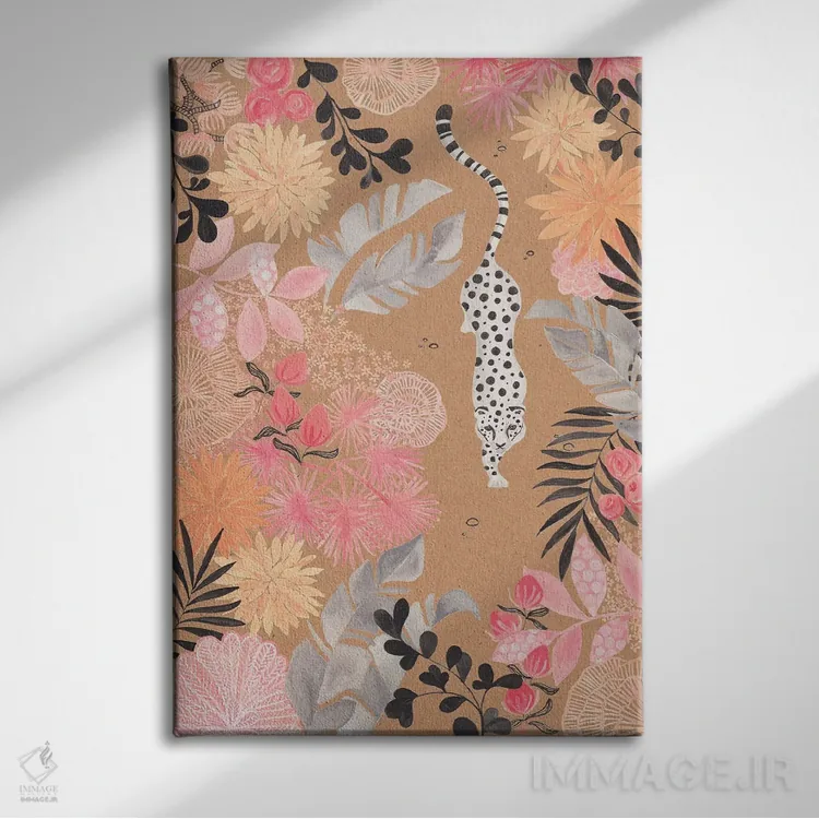 تابلو دکوراتیو کاغذ کرافت پلنگ در حال کمین اثر کریتینگ تارین - نمای روبهرو روی دیوار