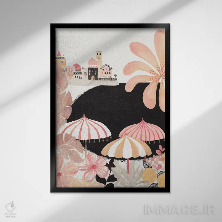 تابلو دکوراتیو ساحل آمالفی اثر کریتینگ تارین - نمای قابدار مشکی