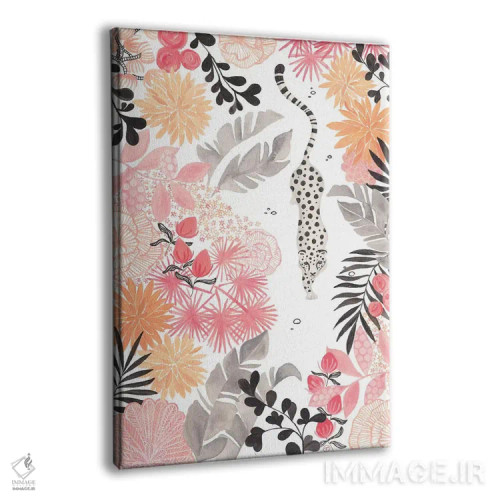 تابلو دکوراتیو کاغذ پلنگ در حال کمین با زمینه کاملا سفید اثر کریتینگ تارین - نمای پرسپکتیو محصول