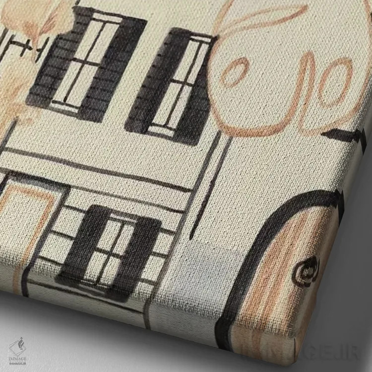 تابلو دکوراتیو زندگی شهری اثر کریتینگ تارین - نمای نزدیک بافت بوم