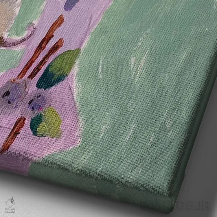 تابلو مدرن صورتی ها اثر شارلوت هاردی - نمای نزدیک بافت بوم