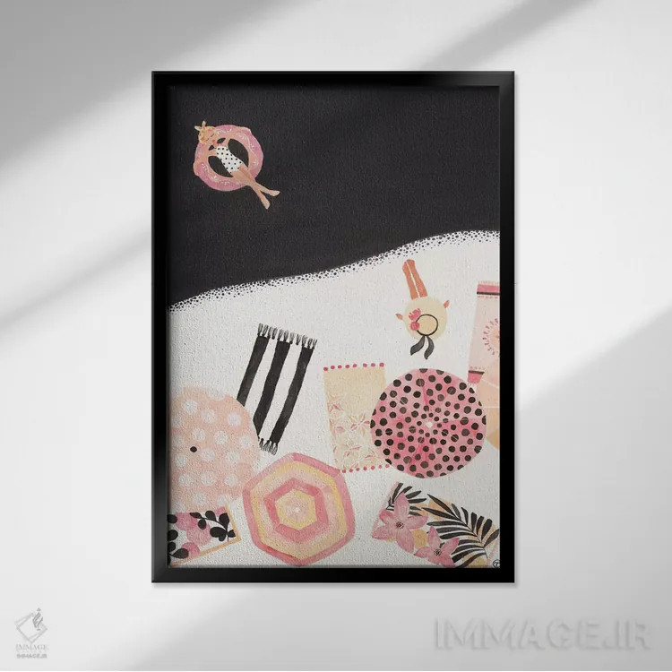 تابلو دکوراتیو زمان ساحل اثر کریتینگ تارین - نمای قابدار مشکی