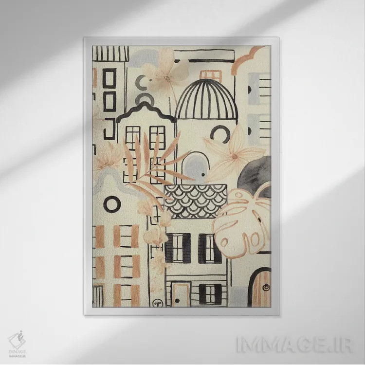 تابلو دکوراتیو زندگی شهری اثر کریتینگ تارین - نمای قابدار سفید