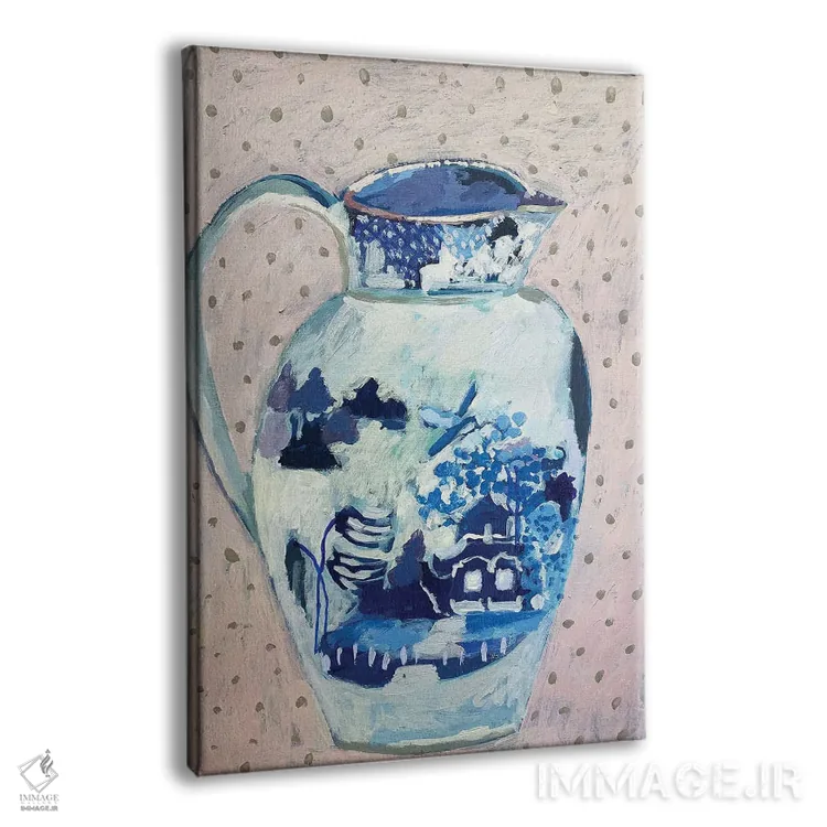 تابلو مدرن پارچ بید آبی اثر شارلوت هاردی - نمای پرسپکتیو محصول