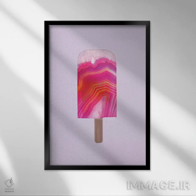 تابلو مینیمال بستنی یخی اگات اثر امانوئلا کاراتونی - نمای قابدار مشکی