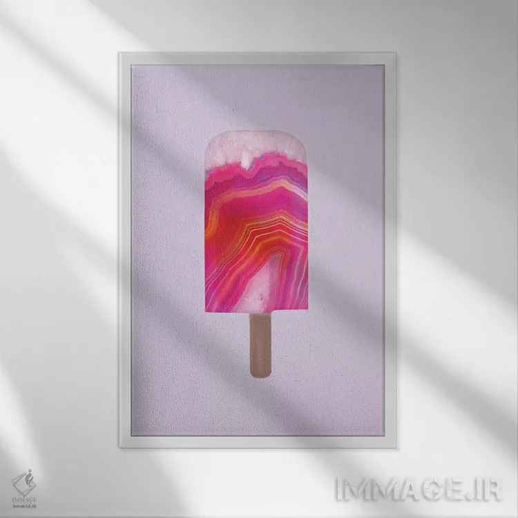 تابلو مینیمال بستنی یخی اگات اثر امانوئلا کاراتونی - نمای قابدار سفید