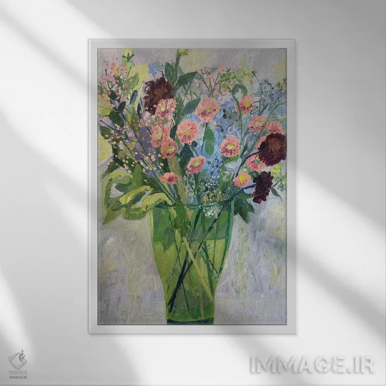 تابلو مدرن ستاره ای های نارنجی اثر شارلوت هاردی - نمای قابدار سفید