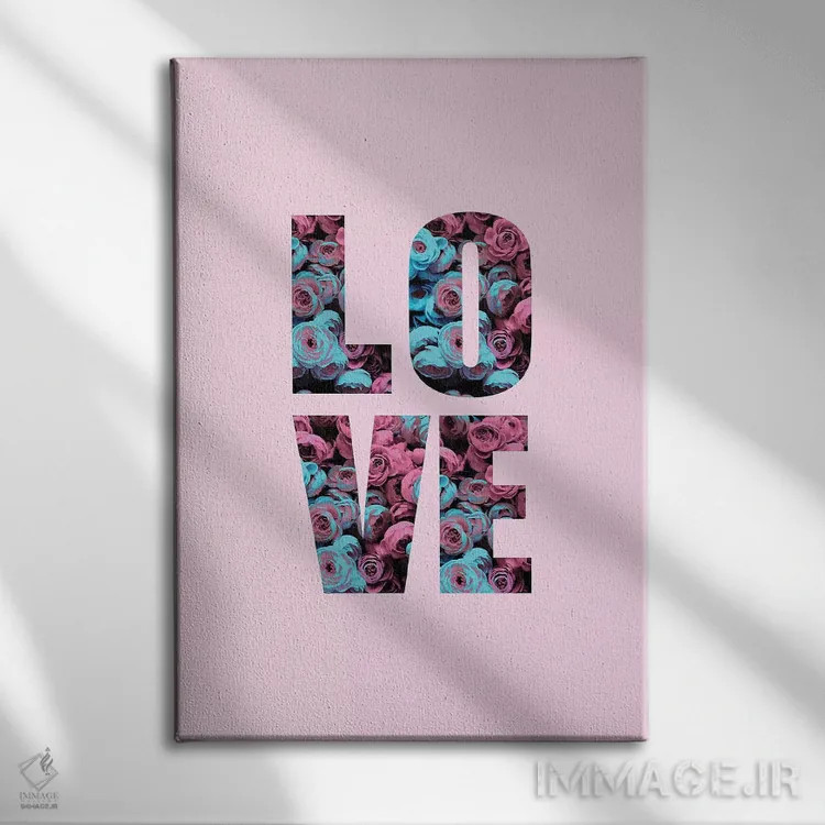 تابلو دکوراتیو عشق گل دار اثر امانوئلا کاراتونی - نمای روبهرو روی دیوار