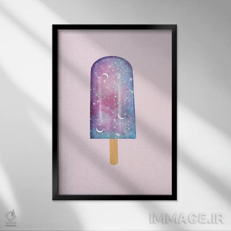 تابلو مینیمال بستنی یخی کهکشانی اثر امانوئلا کاراتونی - نمای قابدار مشکی