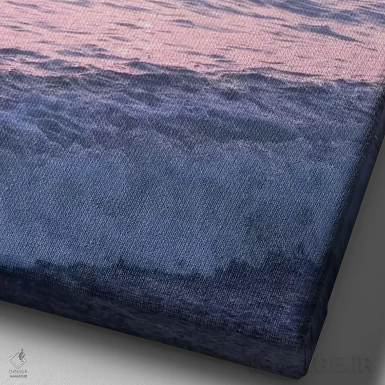 تابلو دکوراتیو ماه و خورشید روی دریا اثر امانوئلا کاراتونی - نمای نزدیک بافت بوم