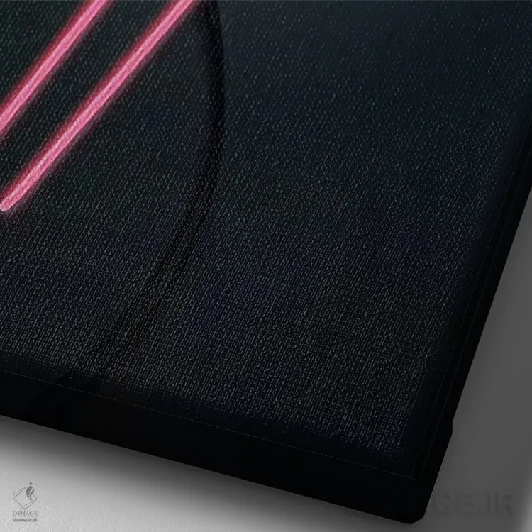 تابلو دکوراتیو فلامینگوی نئونی اثر امانوئلا کاراتونی - نمای نزدیک بافت بوم