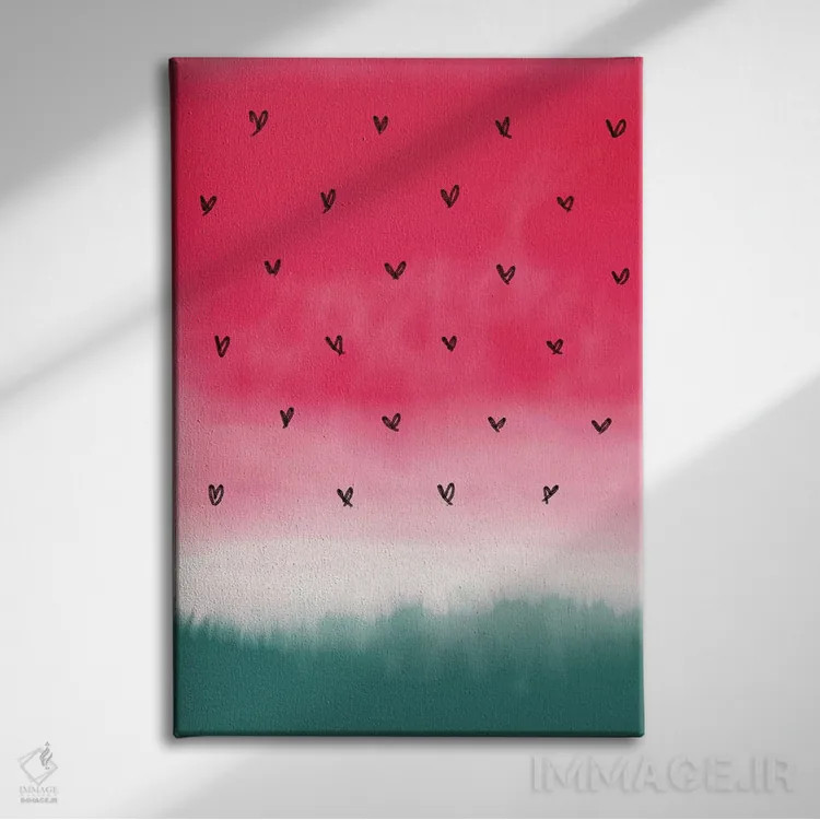 تابلو دکوراتیو تم هندوانه ای اثر امانوئلا کاراتونی - نمای روبهرو روی دیوار