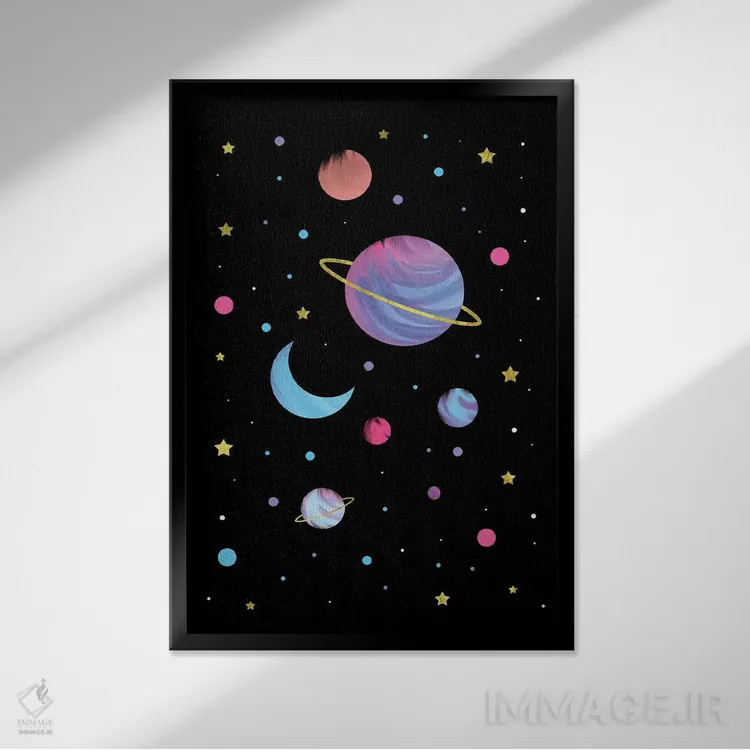 تابلو دکوراتیو جهان بزرگ اثر امانوئلا کاراتونی - نمای قابدار مشکی