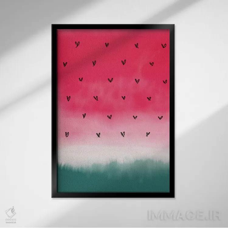 تابلو دکوراتیو تم هندوانه ای اثر امانوئلا کاراتونی - نمای قابدار مشکی