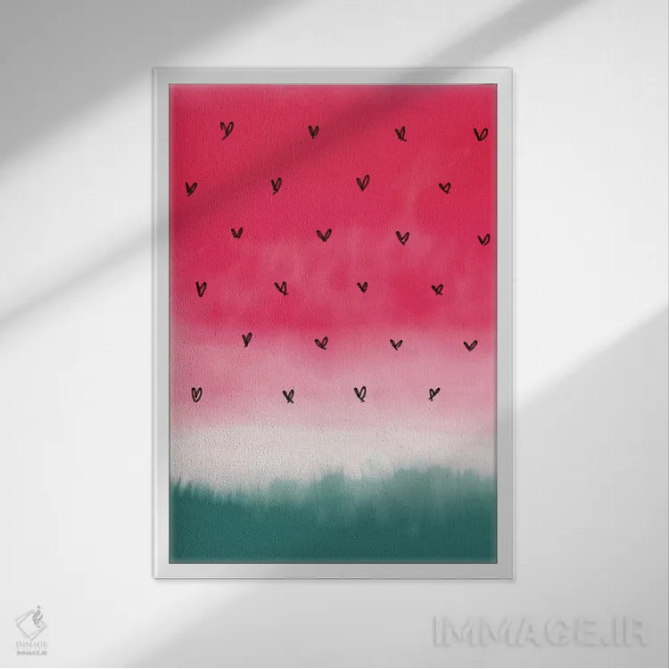 تابلو دکوراتیو تم هندوانه ای اثر امانوئلا کاراتونی - نمای قابدار سفید