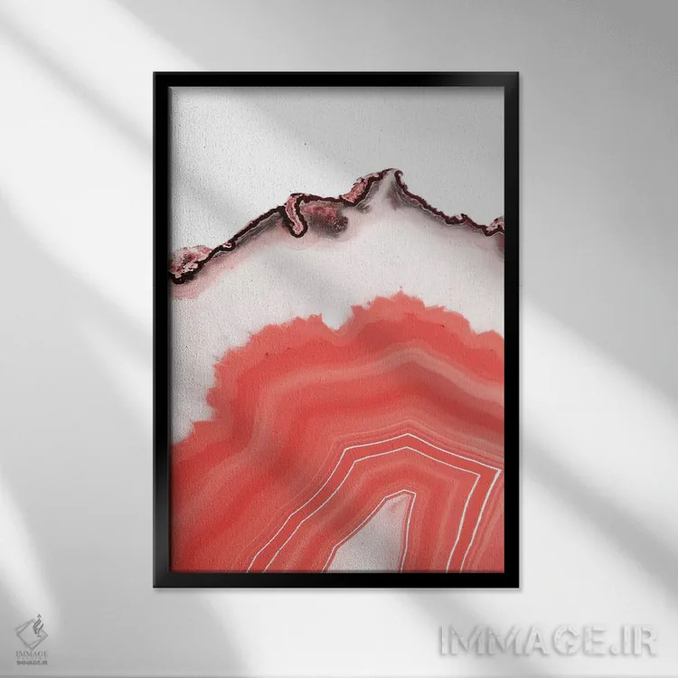 تابلو انتزاعی اگات مرجانی زنده اثر امانوئلا کاراتونی - نمای قابدار مشکی