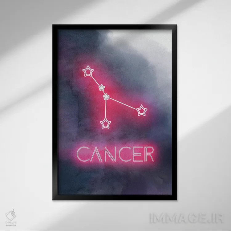 تابلو مدرن نماد زودیاک سرطان اثر امانوئلا کاراتونی - نمای قابدار مشکی