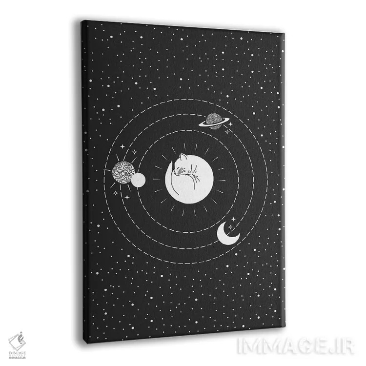 تابلو دکوراتیو گربه فضایی اثر امانوئلا کاراتونی - نمای پرسپکتیو محصول