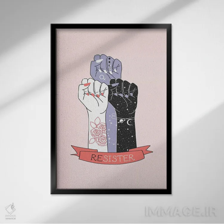 تابلو دکوراتیو مقاومت کننده اثر امانوئلا کاراتونی - نمای قابدار مشکی