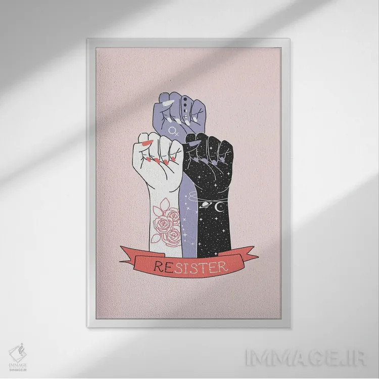 تابلو دکوراتیو مقاومت کننده اثر امانوئلا کاراتونی - نمای قابدار سفید