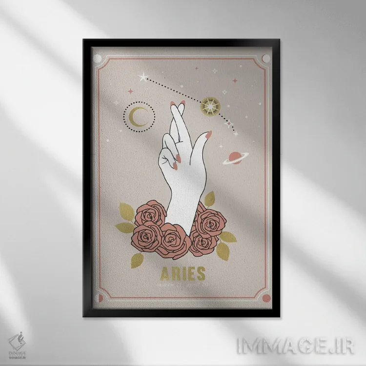 تابلو دکوراتیو برج حمل اثر امانوئلا کاراتونی - نمای قابدار مشکی