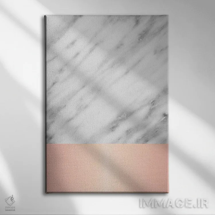 تابلو مینیمال مرمر کارارا با رنگ صورتی اثر امانوئلا کاراتونی - نمای روبهرو روی دیوار