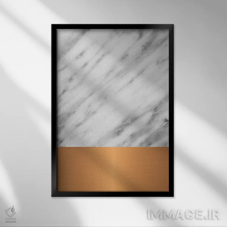 تابلو مینیمال مرمر کارارا با مس اثر امانوئلا کاراتونی - نمای قابدار مشکی