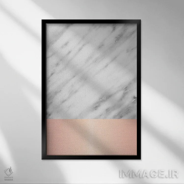 تابلو مینیمال مرمر کارارا با رنگ صورتی اثر امانوئلا کاراتونی - نمای قابدار مشکی