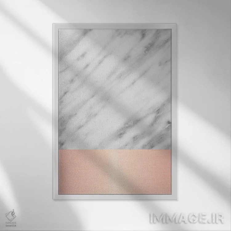 تابلو مینیمال مرمر کارارا با رنگ صورتی اثر امانوئلا کاراتونی - نمای قابدار سفید