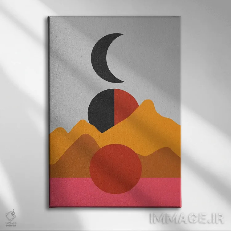 تابلو مینیمال تپه های ماه گون اثر امانوئلا کاراتونی - نمای روبهرو روی دیوار