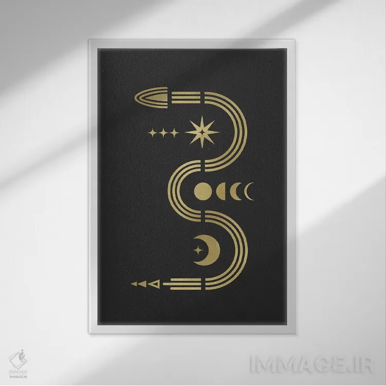 تابلو دکوراتیو مار طلایی اثر امانوئلا کاراتونی - نمای قابدار سفید