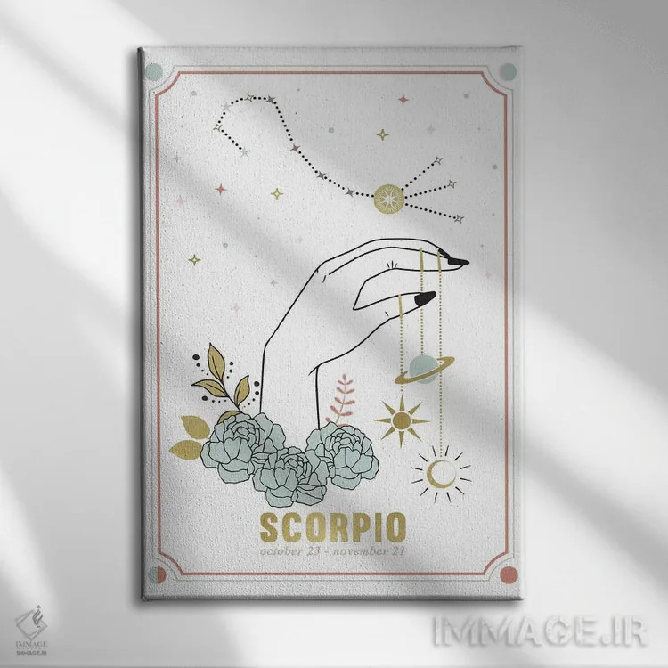 تابلو دکوراتیو نماد زودیاک عقرب اثر امانوئلا کاراتونی - نمای روبهرو روی دیوار