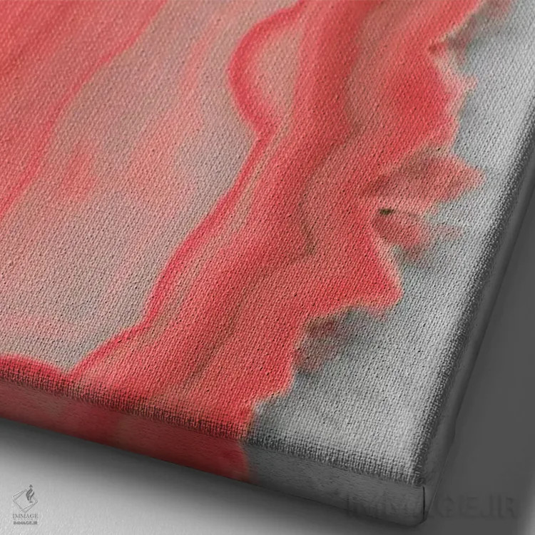 تابلو انتزاعی عقیق مرجانی اثر امانوئلا کاراتونی - نمای نزدیک بافت بوم