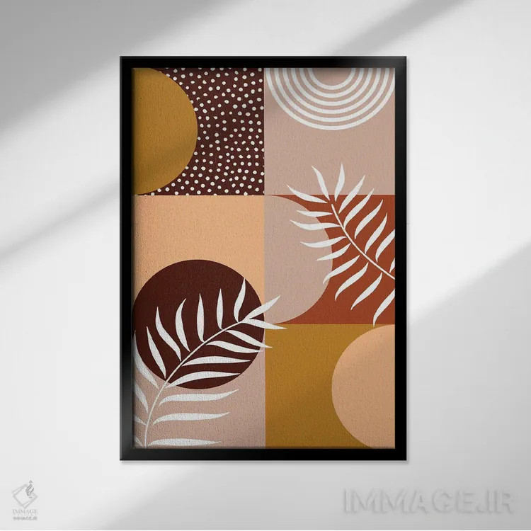 تابلو انتزاعی تم هندسی زمین پخته اثر امانوئلا کاراتونی - نمای قابدار مشکی