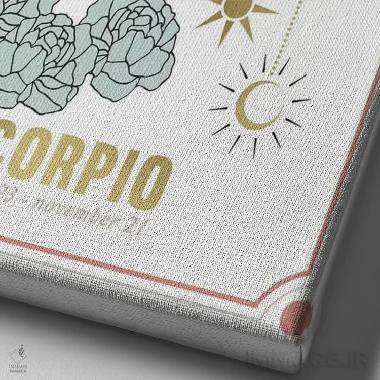 تابلو دکوراتیو نماد زودیاک عقرب اثر امانوئلا کاراتونی - نمای نزدیک بافت بوم