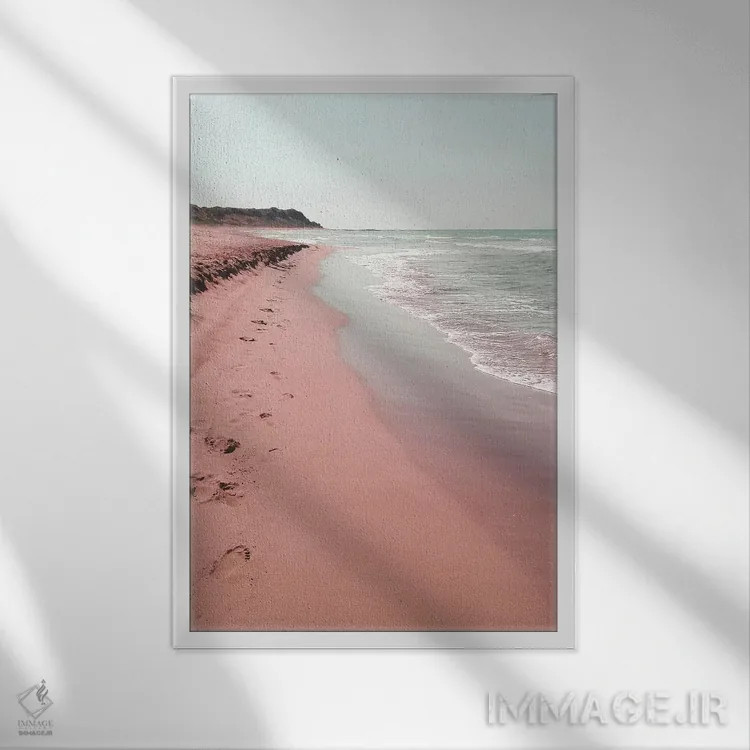 تابلو دکوراتیو اقیانوس صورتی وحشی اثر امانوئلا کاراتونی - نمای قابدار سفید