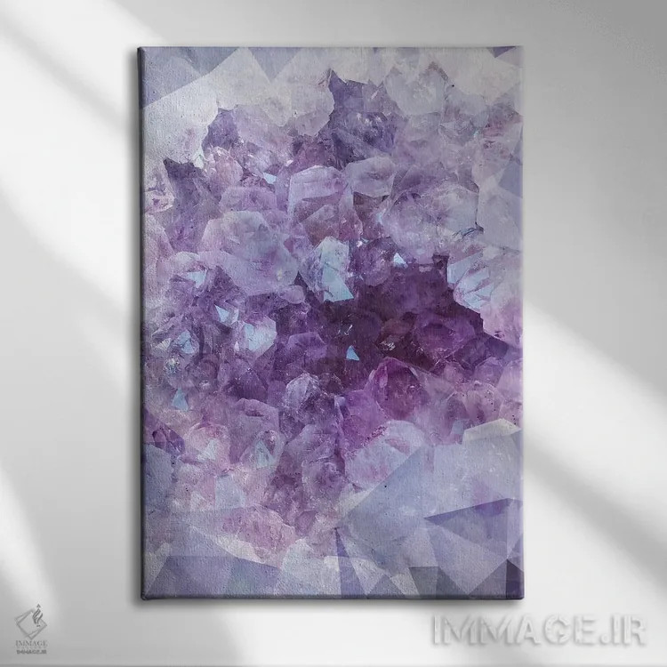 تابلو انتزاعی سنگ قیمتی کریستال اثر امانوئلا کاراتونی - نمای روبهرو روی دیوار