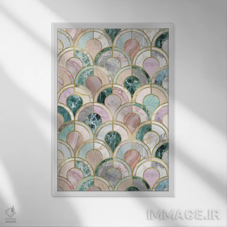 تابلو مدرن تکه کاری های مرمر اثر امانوئلا کاراتونی - نمای قابدار سفید