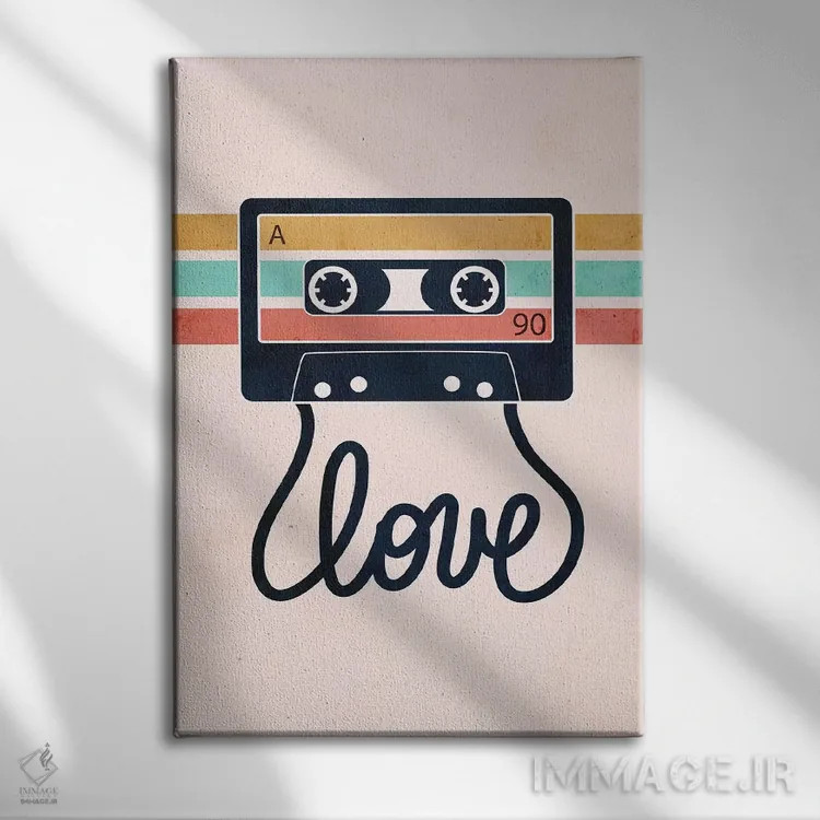 تابلو مینیمال آهنگ های عاشقانه اثر امانوئلا کاراتونی - نمای روبهرو روی دیوار