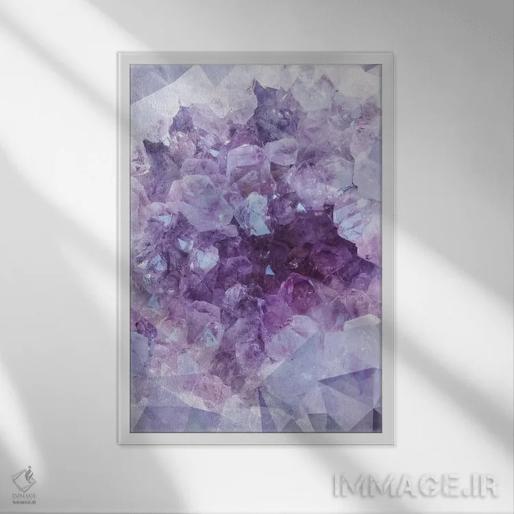 تابلو انتزاعی سنگ قیمتی کریستال اثر امانوئلا کاراتونی - نمای قابدار سفید