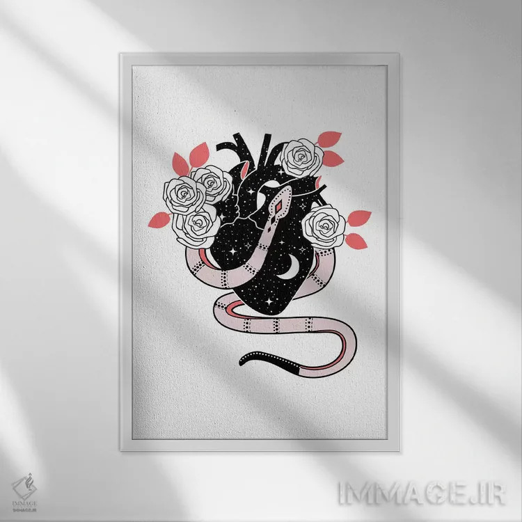 تابلو مینیمال قلب تاریکی اثر امانوئلا کاراتونی - نمای قابدار سفید