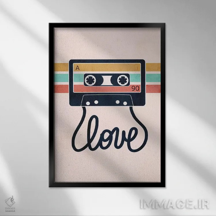 تابلو مینیمال آهنگ های عاشقانه اثر امانوئلا کاراتونی - نمای قابدار مشکی