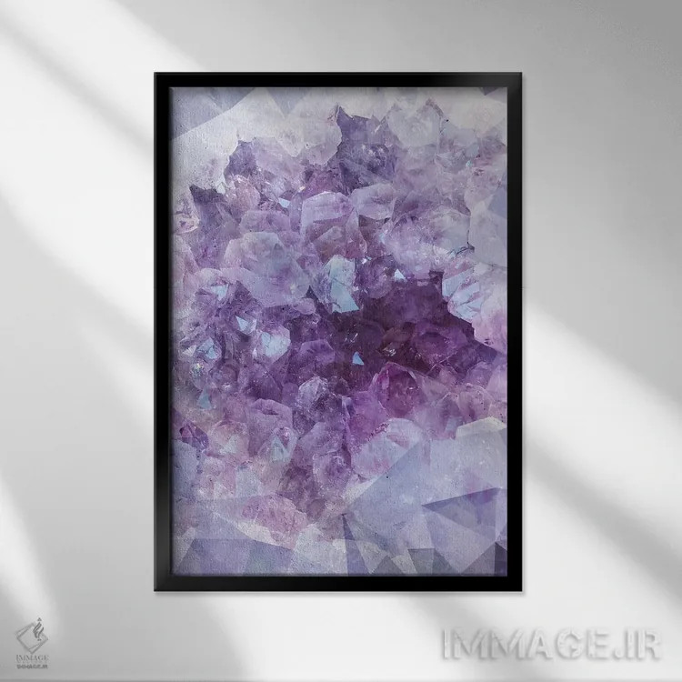 تابلو انتزاعی سنگ قیمتی کریستال اثر امانوئلا کاراتونی - نمای قابدار مشکی