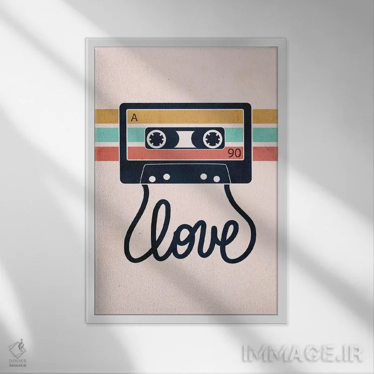 تابلو مینیمال آهنگ های عاشقانه اثر امانوئلا کاراتونی - نمای قابدار سفید